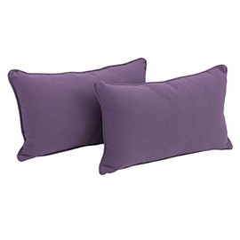 Blazing Needles Double-Corded Solid Twill Back Support Pillows with Inserts (Set of 2), 20" x 12", Grape