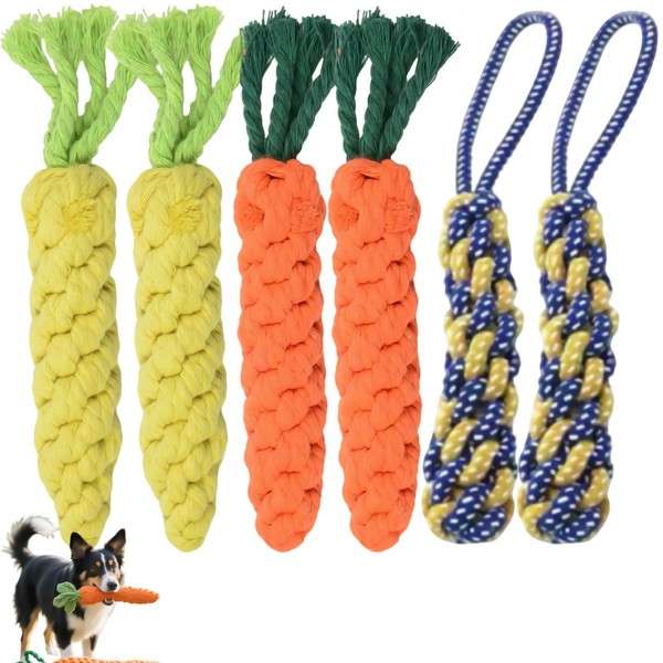 XINJIDUO Carrot Dog Toy (6-Piece Set) - Durable Rope Toy