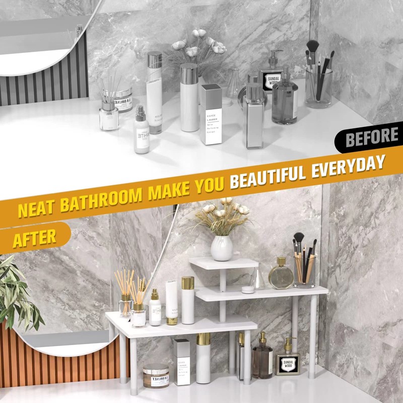 JayRex Bathroom Organizer Countertop Shelf, 3 Tier Corner Rack Adjustable