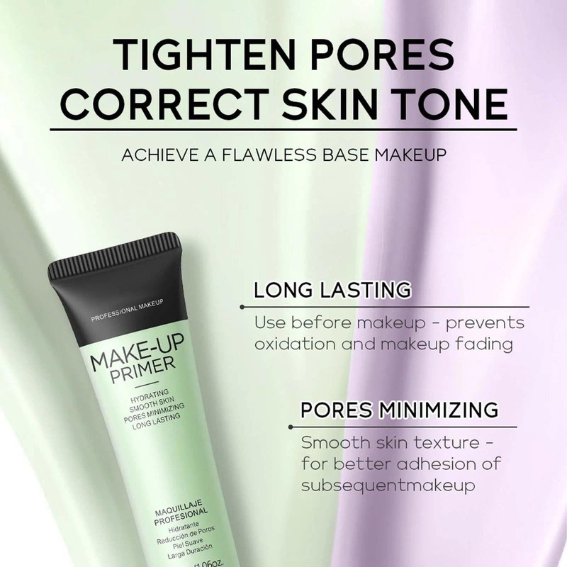 Green Colour Corrector Primer Makeup, Anti-Redness Face Primer, Grips Makeup