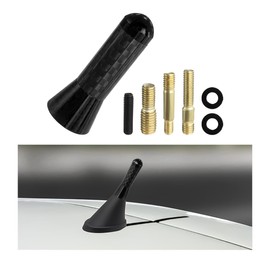 Yourkar Car Short Antenna, 1.4 Inch Aluminum Auto Roof Mount Short Antenna, Radio Antenna Mast Replacement with Screws Universal for Most Vehicles, Universal Car Accessories (Black)