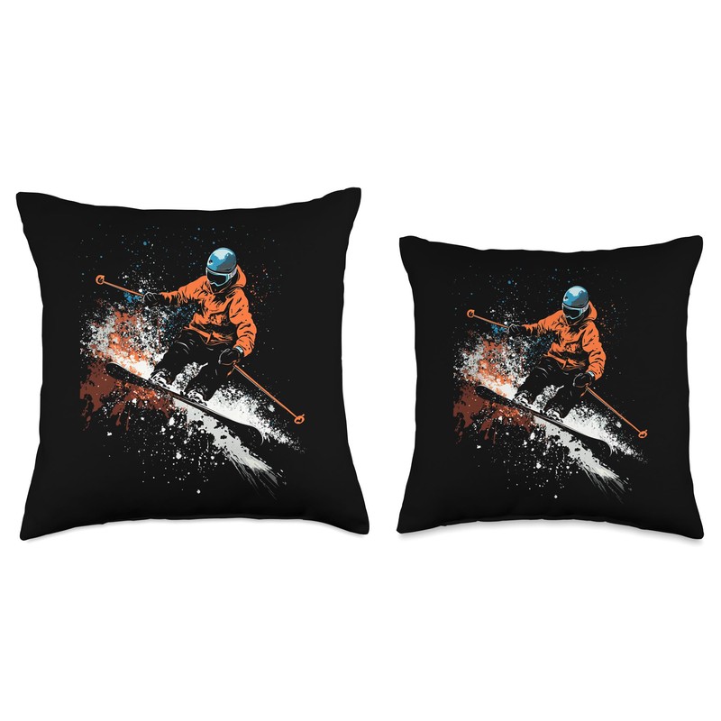 Freestyle Skier Throw Pillow