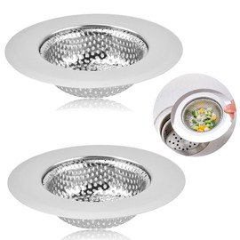 Pack of 2 Sink Strainer Stainless Steel Sink Strainer Kitchen Sink Strainer Clogging Protection Kitchen Drain Sink for Sink and Hair Catcher (9 x 4.5 x 2 cm)