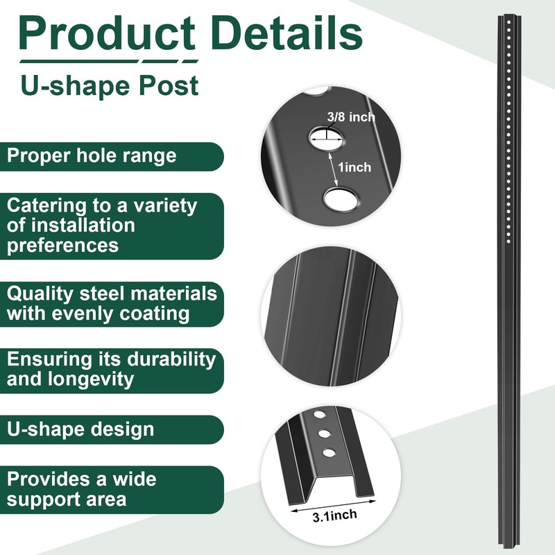Gisafai Tall U Channel Sign Steel Post with Enamel Coating