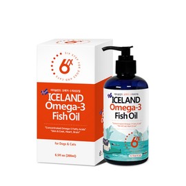 Six Step Pet Iceland Fish Oil Nutritional Supplement, Omega 3, 200ml, 1 Piece / 식스스텝 반려동물 아이슬란드 피쉬오일 영양제, 오메가3, 200ml, 1개