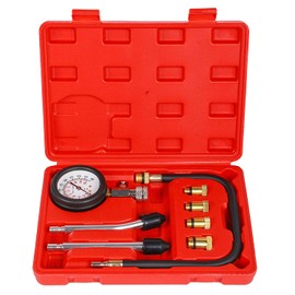 8PCS Compression Tester, Engine Compression Tester kit Professional Petrol Gas Engine Cylinder Pressure Gauge 0-300 PSI Automotive Tool for Motorcycle Car Truck（Red）