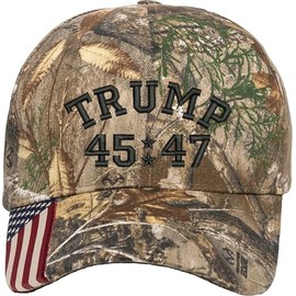 Trump 45/47 Embroidered Camo Structured Adjustable One Size Fits All Hat (US, Alpha, One Size, 305Camo/Black)