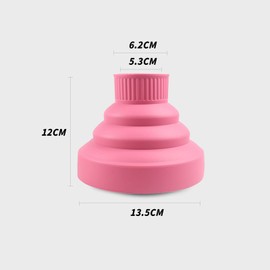 Pink Collapsible Hair Diffuser, Universal Silicone Collapsible Hair Dryer Diffuser, for Curly Hair Women, Travel and Easy Storage(13.5cm / 5.3in)