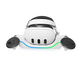 Vakdon USB Magnetic Charging Dock Holder for Quest 3 Headset, VR Quick Charging Station Stand Set for Quest 3 Headset Charger With Indicator Light, Storage Base for Quest 3 Handle