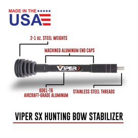 VIPER SX Aluminum Hunting Bow Stabilizer, Proudly Made in USA (SX 12-inch)
