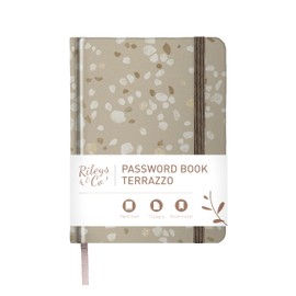 Rileys & Co. Compact Terrazzo Password Book | Alphabetized Tabs, Secure Login Organizer, Internet & Website Username Keeper | Portable and Convenient (Beige, 6 x 5 Inches)