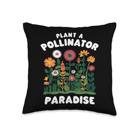 Pollinator Garden Design Wildlife Flowers Native Plants Throw Pillow