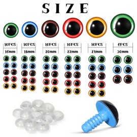 WILLBOND 56 Pcs Large Safety Eyes Stuffed Animal Eyes Plastic 16-30 mm Craft Crochet Eyes for DIY of Puppet Bear Doll Making, 6 Sizes