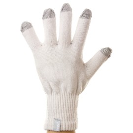 Trendz Medium Sized Touch Screen Cable Knit Gloves for Smartphones, Tablets and MP3 Devices - Cream