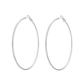 ROSTIVO Large Hoop Earrings for Women Big Hoop Earrings 70mm (Silver)