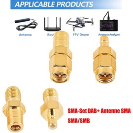 GEARMONSTER 4-Piece DAB Car Radio Antenna SMB Adapter to SMA Plug RF Converter Antenna Adapter Kit Compatible with DAB Car Radio FM Tuner Receiver