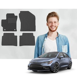 Road Comforts Custom Fit Toyota Corolla/Corolla Hybrid 2020 2021 2022 All Weather Floor Mats - Ultimate Protection with a Stylish Look - Front and Second Row (4pcs) (Black)