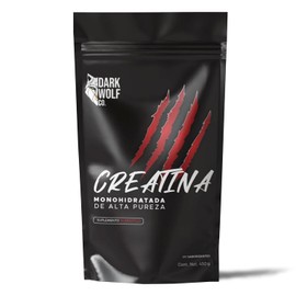 Creatina Monohidratada Dark Wolf, Alta Pureza, 100 Natural, Sin OGM, Sin Gluten, Sin Azcar, 450g, 90 servicios                                        