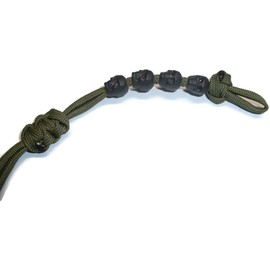 RedVex Ranger Pace Counter Skull Beads OD Green Cord - 13 inches - Choose Your Skull Color and Attachment (Black Skulls, ABS Clip)
