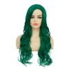 Long Curls Green Waves Wig Women Side Parts Natural Shape