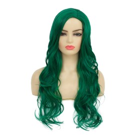 Long Curls Green Waves Wig Women Side Parts Natural Shape Cosplay Synthetic Fibre Wig Heat Resistant Replacement Wig
