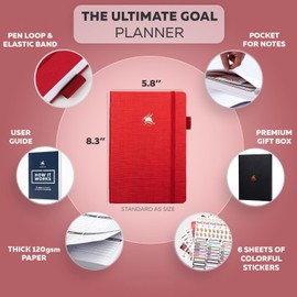 Clever Fox Ultimate Achiever’s Goal Planner - Focus & Productivity 90 Day Journal. Undated Daily Weekly Monthly Planner Organizer & Hourly Schedule Notebook - Hardcover, A5 Size, Ruby Red