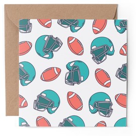 1 x Greeting Card - American Football Helmet Ball Game - Blank Birthday Celebration Anniversary #170021