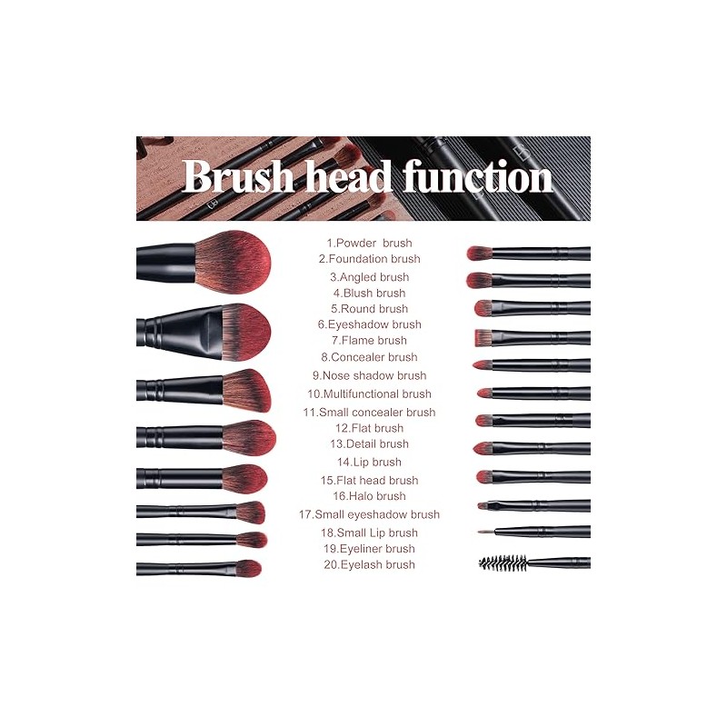 BS-MALL Set de Brochas de Maquillaje Profesional 20 Pcs Premium