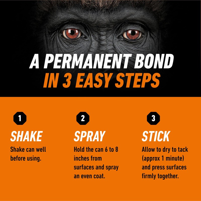 Gorilla Heavy Duty Spray Adhesive, Clear Glue, 14 Ounce (Pack