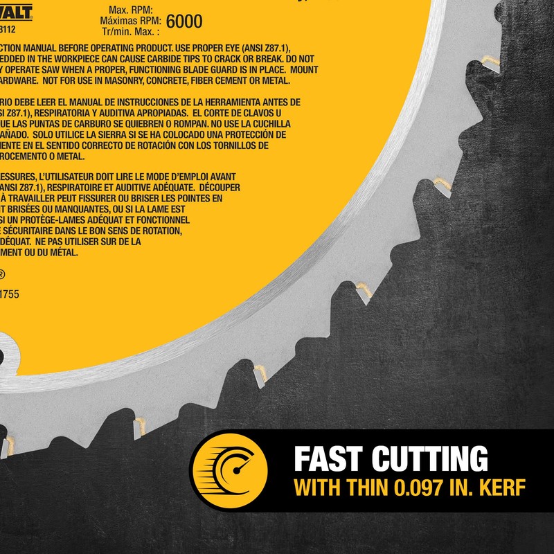 DEWALT 10-Inch Miter / Table Saw Blade, ATB, Thin Kerf,