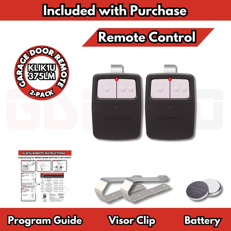 2X Universal Garage Door Opener Remote, Replaces Clicker 375LM, 375UT,