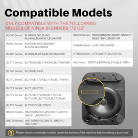 Blender Lid Replacement Compatible with Ninja BL660, BL770 Series - Compatible 72oz Pitcher Top Lid Cover with Rim Extension - Blender Accessories