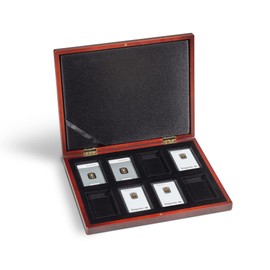 Leuchtturm Volterra 362499 Mahogany Box for Safe Storage of 8 Gold Bars in Blister Packaging