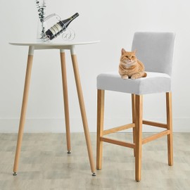 Curuyan Velvet Chair Covers for Pub Chairs,Counter Stool Slipcovers, Stretch Bar Stool Chair Covers Pack of 2 (Sliver)