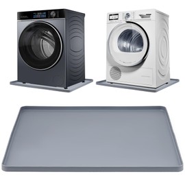 Washing Machine Drip Pan, 27 x 27 Inch Washer Drain Pan, Prevent Water Leakage and Protect Floor, Non-Slip & Anti-Vibration Silicone Mat with Raised Edge, Multi-function Soft Foldable Waterproof Mat