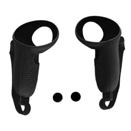 VR Controller Silicone Grips Cover Stable Prevent Slip Protective Silicone Grips Cover with Adjustable Controller Hand Straps Black