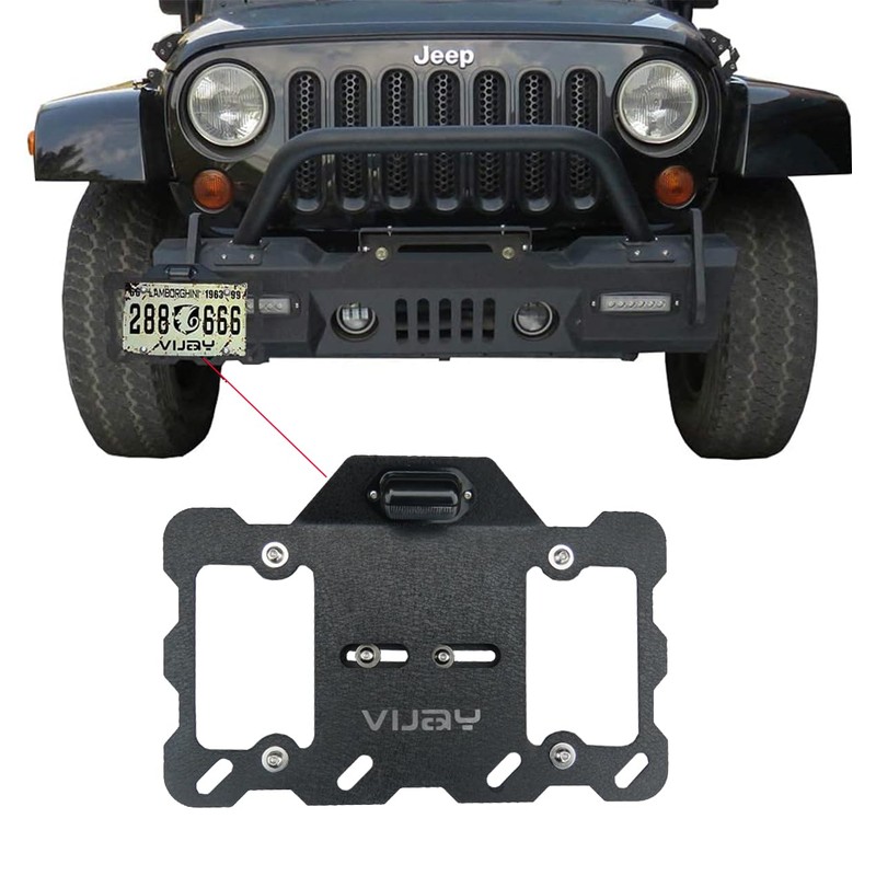 License Plate Frame Mount Compatible with 1987-2018 Jeep Wrangler JK