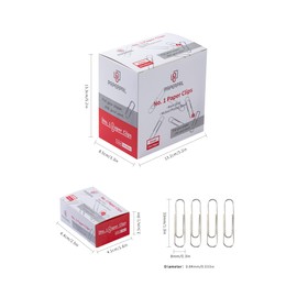 PAPERPAL #1 Nonskid Paper Clips, 2000 Medium Paper Clips (20 Boxes of 100 Each), Bulk Paperclips for Office School & Personal Use, Daily DIY, 1-2/7" Silver Heavy Duty Non-Skid Paper Clip Standard Size