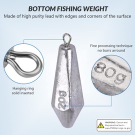 QualyQualy Ground Lead Fishing Dropshot Lead Sinker Drop Shot Lead Weights Fishing Accessories Fishing Lead Set Lead Weights for Freshwater Casting Fishing Bass Trout Catfish 60 g 8 Pieces