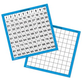 Learning Resources Laminated Hundred Boards, Dry-Erase Counting Aid, Set of 10, Ages 5+, Multicolor, Model:LER0375