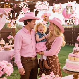 Sursurprise Western Cowgirl 2nd Birthday Decorations, 24PCS This Ain’t My First Rodeo Hanging Swirls, Western Cowgirl Ceiling Streamers, Mexican Two Bday Party Supplies