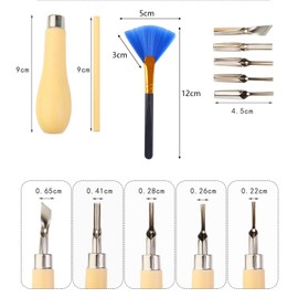 GIONAR 2 Set Lino Cutting Tools, Lino Cutting Printing Tool Kit, with 2 Cleaning Brushes, Linoleum Cutter Tools, for Printmaking Engraving, Sculpture Tools, Clay Sculpture, Handicrafts Engraving