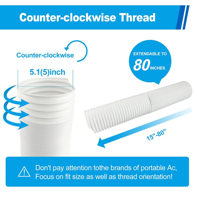 Portable Air Conditioner Hose 5.1 Inch Diameter,Portable AC Hose Exhaust