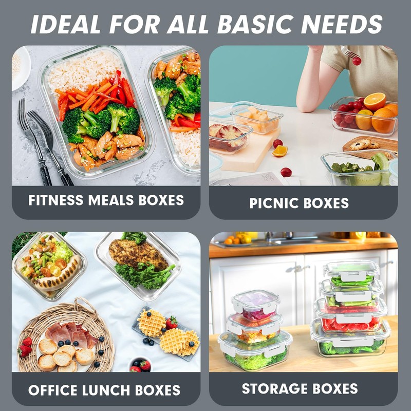 VERONES 30 Pieces Glass Meal Prep Containers Set, Stackable Food