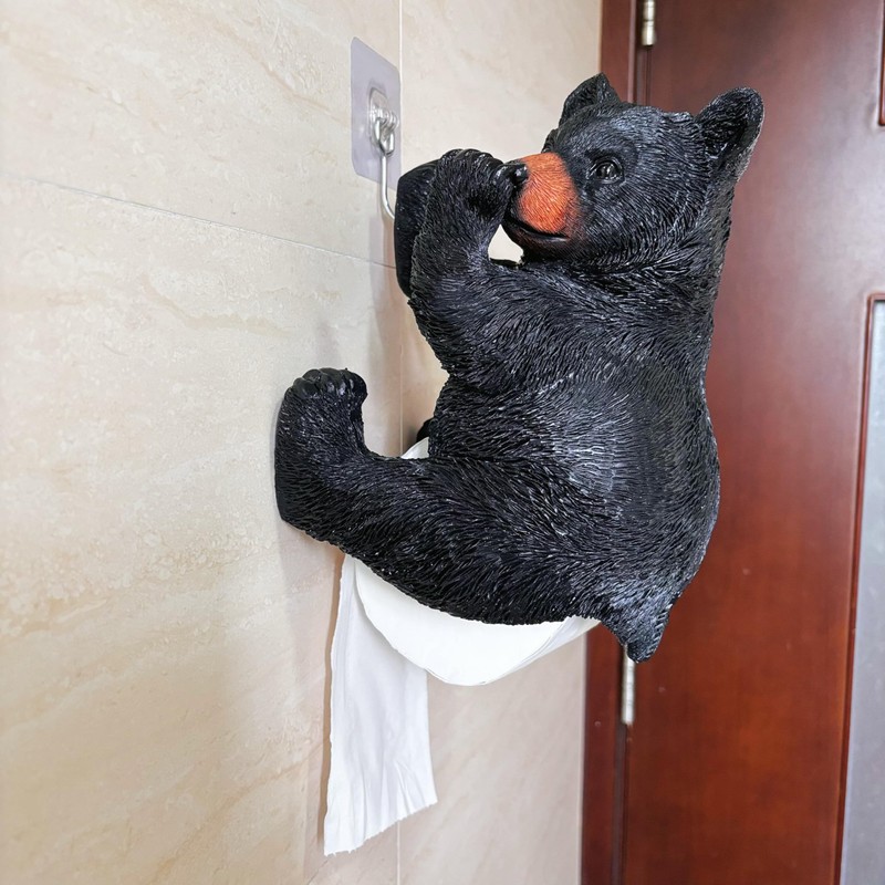 Yaoemei Bear Toilet Paper Holder, Bear Cub Tissue Holder Rack