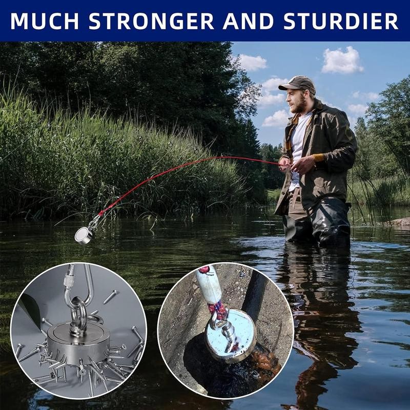 Double/Single Side Fishing Magnet, 400LBS ~ 1100LBS Heavy Duty Neodymium