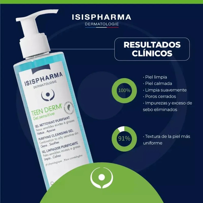 Isispharma Teen Derm Sensitive Gel Limpiador Piel Sensible Grasa Mixta