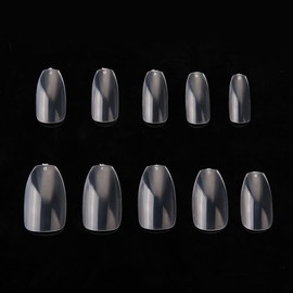 Makartt 500pcs Short Coffin Nails Press on Nails Clear Ballerina Nail Tips Full Cover False Nail Tips 10 Sizes for Nail Salons and DIY Nail Art A-03