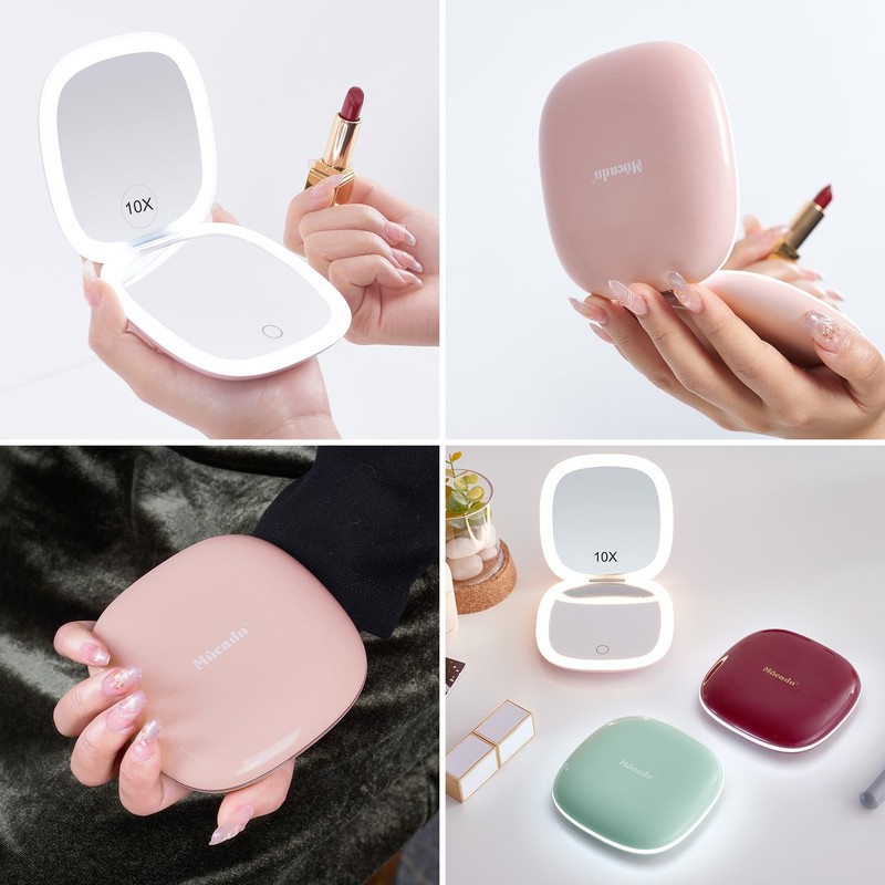 Mocado Compact LED Travel Makeup Mirror - 4 Inches 1X/10X