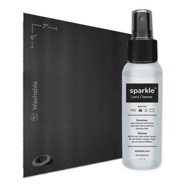 OPTIPAK Sparkle Anti-Reflective Lens Cleaner Spray with Microfiber Cloth for Eyeglasses, Sunglasses, Lenses, Screens, Tablets & Binoculars - Ammonia Free And Streak Free (Black/8oz 1Pk)